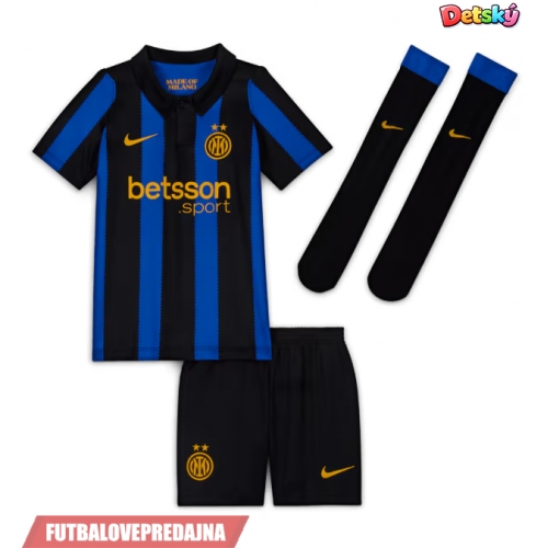 Lacne Dětský Futbalové dres Inter Milan Alessandro Bastoni #95 2026-27 Krátky Rukáv - Domáci (+ trenírky)